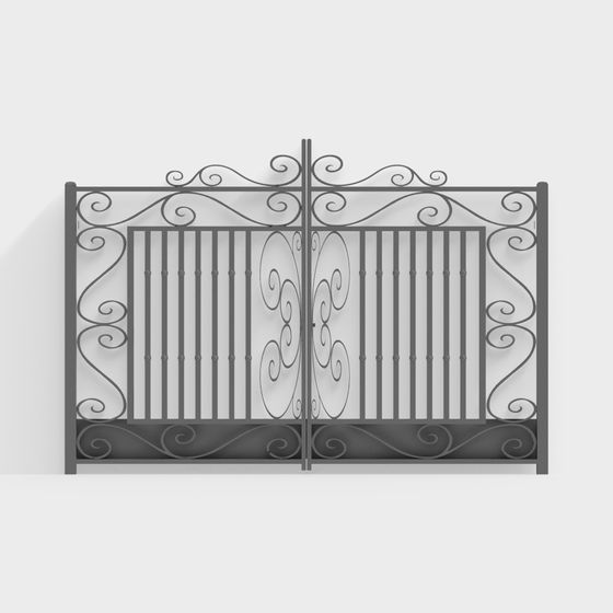 Elegant Low-Poly Wrought Iron Gate 3D model