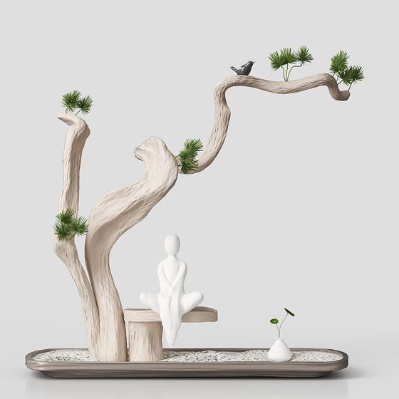 Zen Meditation 3D model for Tranquil Spaces