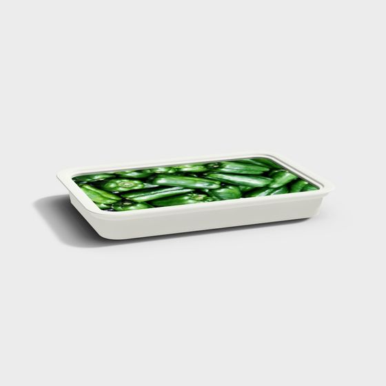 Vibrant Green Pepper 3D Model in White Container