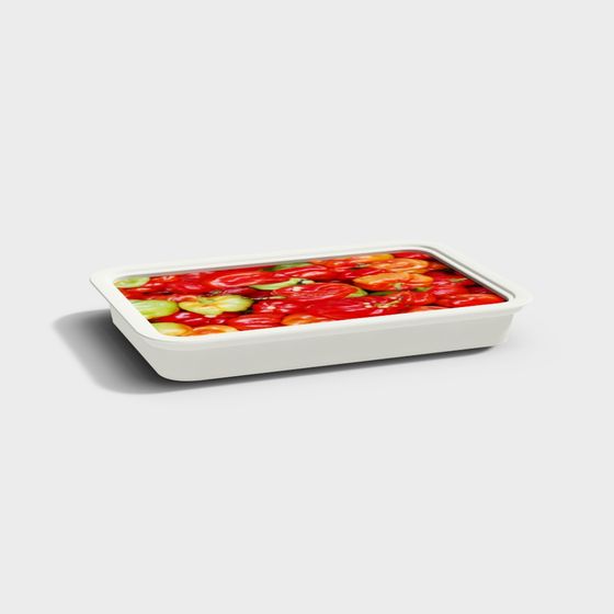 Fresh Vegetable 3D Model in White Baking Tray