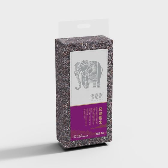 Unique Purple Rice Packaging Box 3D model