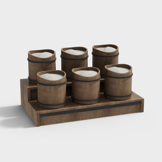 Rustic Storage Barrel Set 3D model