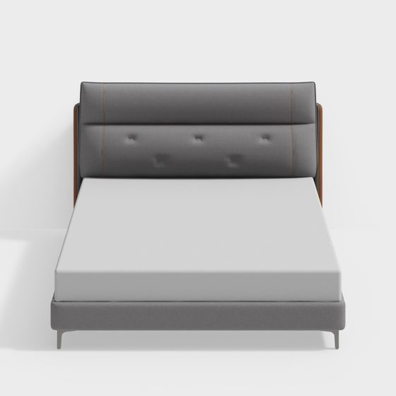 Elegant Low-Poly Bed Frame 3D model