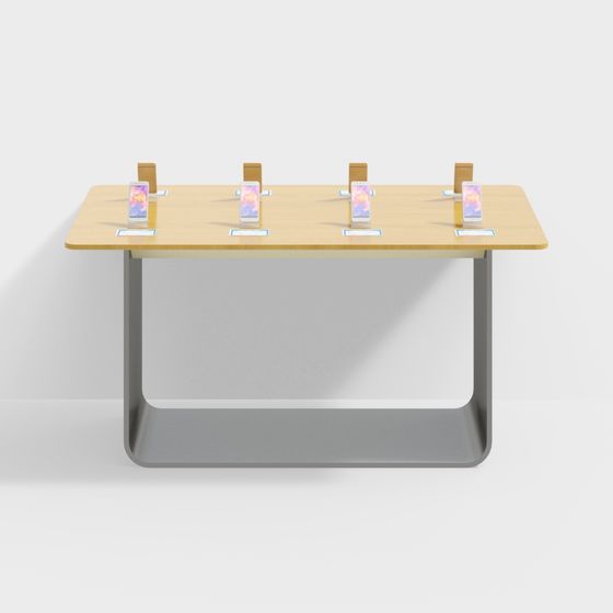 Modern Conference Table with Phone Stand 3D model