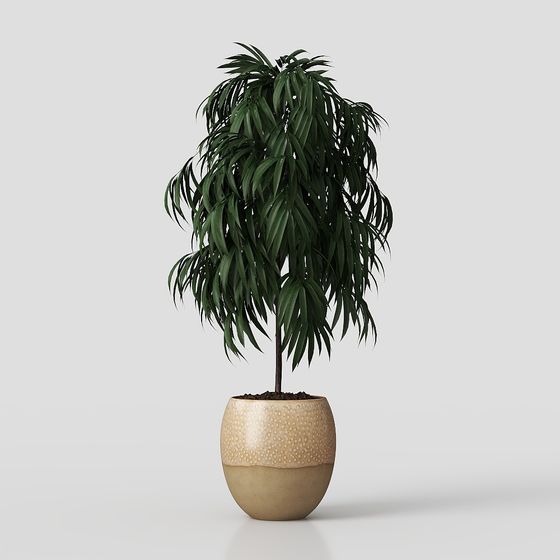 Realistic Hanging Leaf Plant Pot 3D model