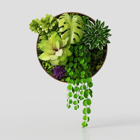Rounded Plant Wall 3D model for Creative Designs