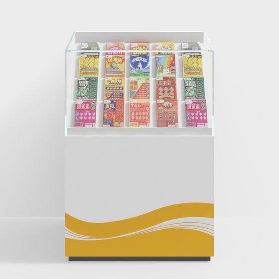 Vibrant Lottery Sales Display Cabinet 3D model