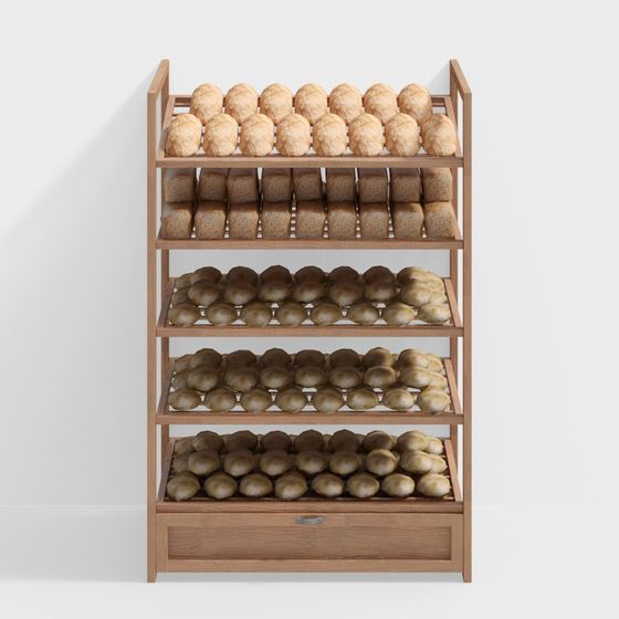 Cozy Bakery 3D Model with Realistic Bread Display