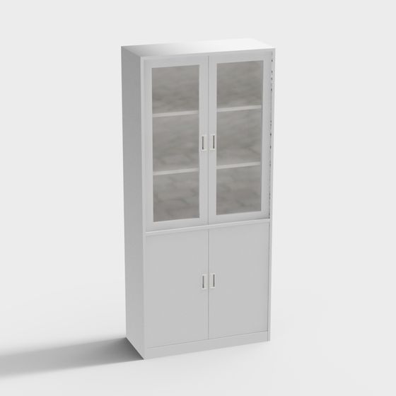 Modern Minimal Glass Door Cabinet 3D model