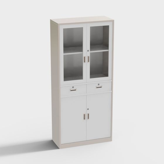 Modern Glass Door Storage Cabinet 3D Model