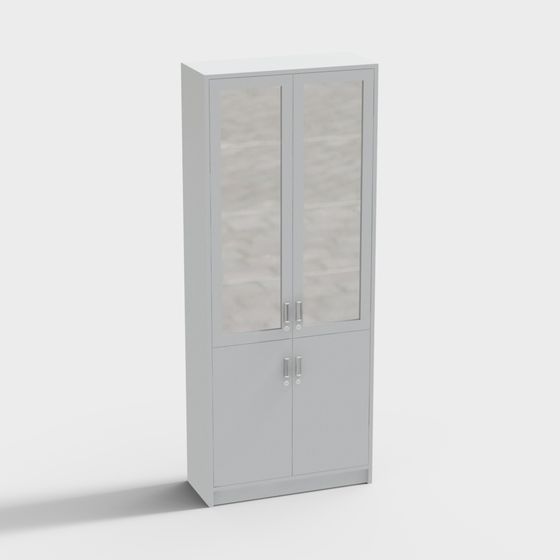 Low-Polygon Glass Door Storage Cabinet 3D model