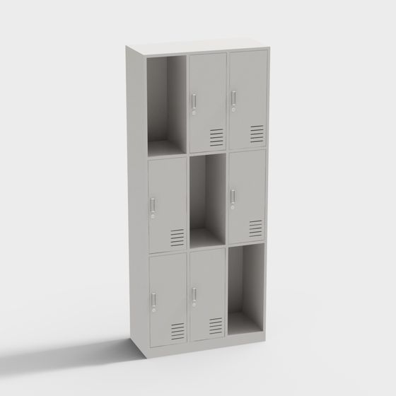 Stylish Gray Storage Cabinet 3D model
