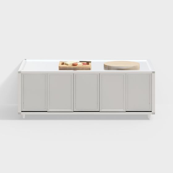 Beige Kitchen Cabinet Rack 3D Model