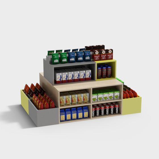 Vibrant Supermarket Display Stand 3D model