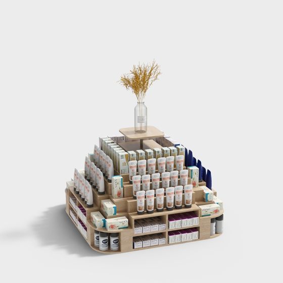 Stylish Low-Poly Cosmetic Display Rack 3D model for Designers