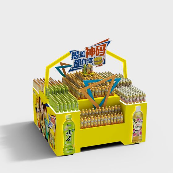 Vibrant Beverage Promotion Stand 3D model
