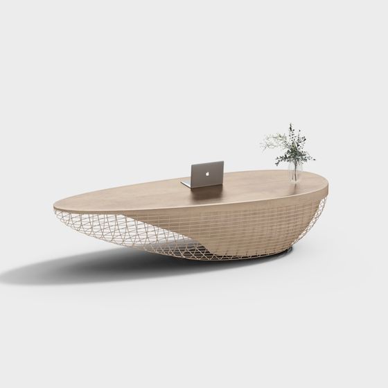 Streamlined Wooden Coffee Table 3D model