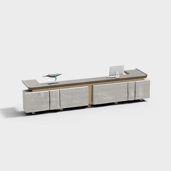 Elegant Minimalist Reception Desk 3D model