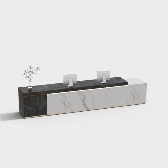 Elegant Minimalist Reception Desk 3D model