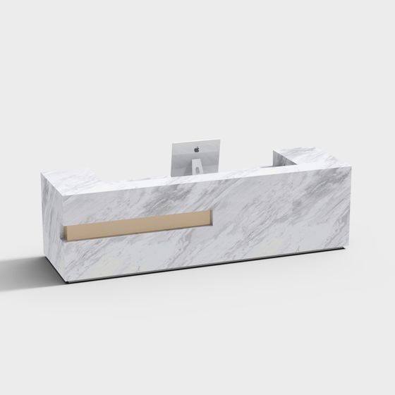 Elegant Marble Reception Desk 3D Model