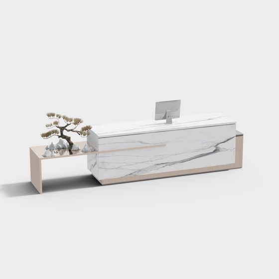 Stylish Marble Reception Desk 3D model