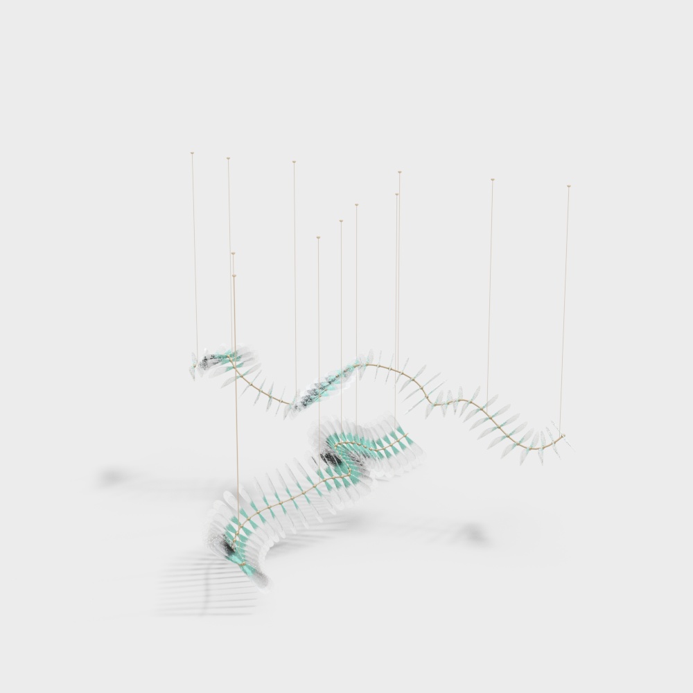 Office building lobby art chandelier