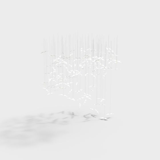 Air Dancers 3D model - Elegant White Birds in Flight