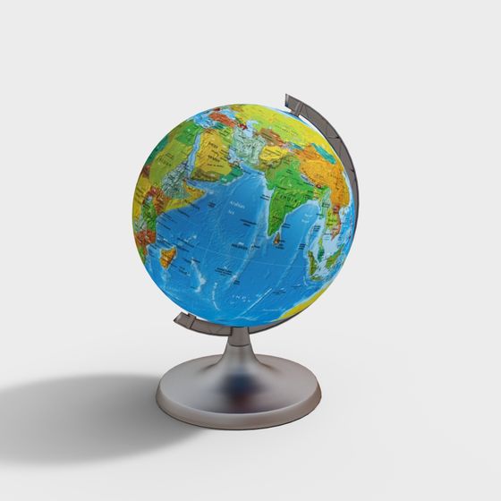 Detailed Low-Polygon 3D Globe Model