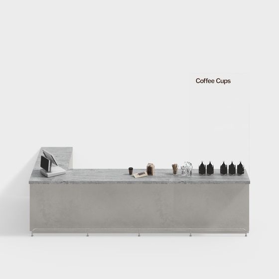 Minimalist Coffee Bar 3D model for Urban Spaces