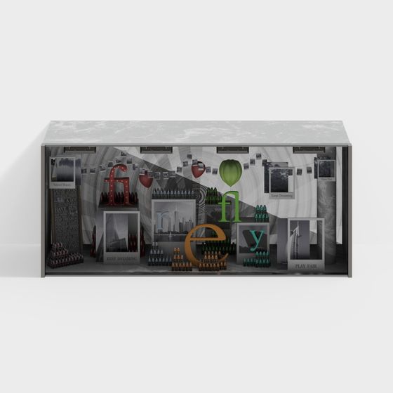 Low-Poly Artistic Display Cabinet 3D model