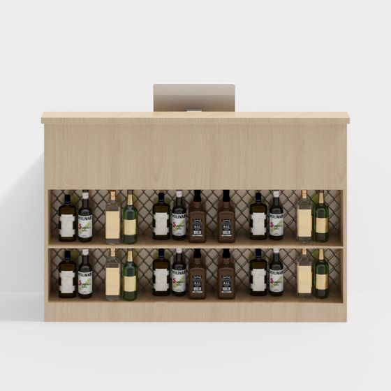 Stylish Low-Poly Bar Counter 3D model