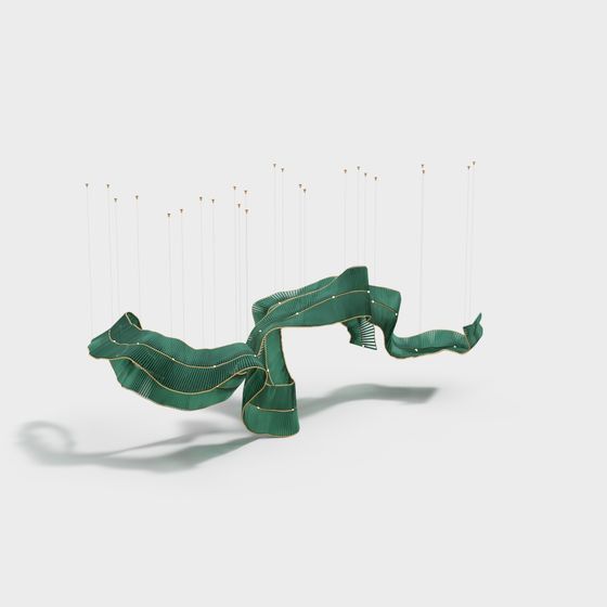 Hanging Green Wave 3D model for Creative Projects