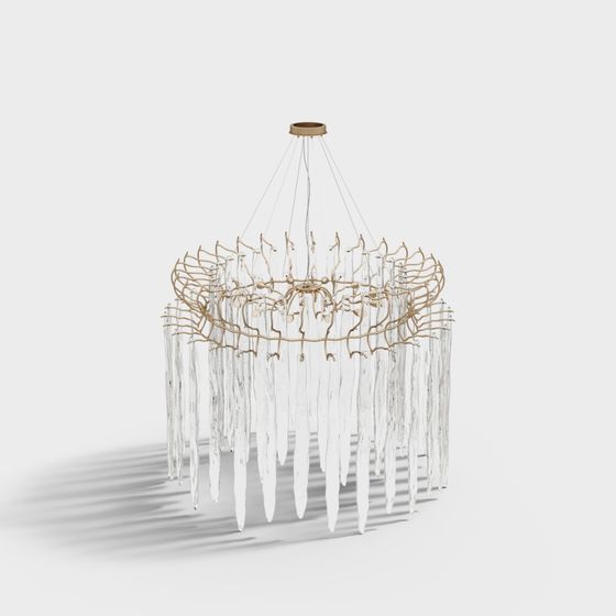 Icy Crystal Chandelier 3D model