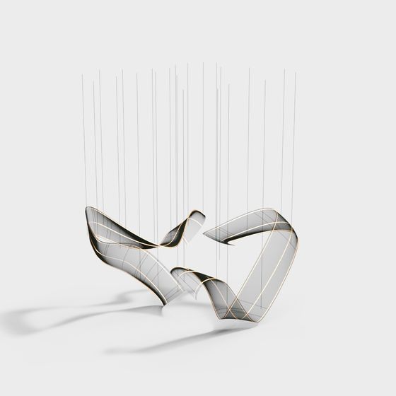 Sleek Streamlined Chandelier 3D model