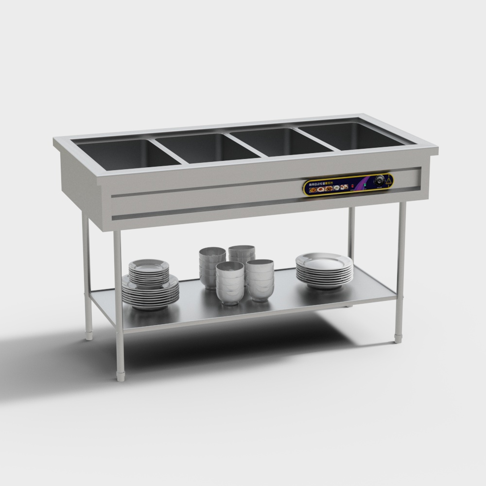 Realistic Stainless Steel Dishwasher 3D model