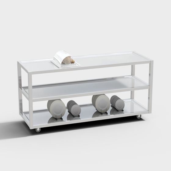 Minimalist Mobile Food Cart 3D model for Modern Spaces