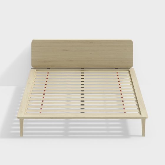 Elegant Wooden Bed Frame 3D model for Modern Interiors