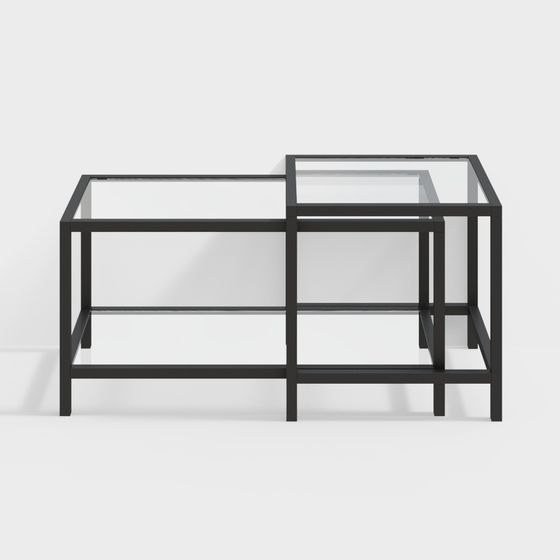 Stylish Glass Steel Frame Group Table 3D model