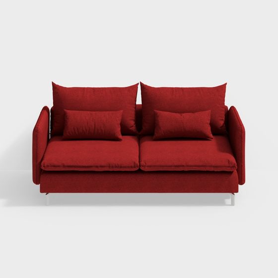 Stylish Low-Polygon Red Sofa 3D model