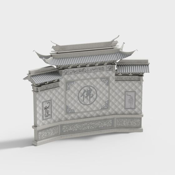 Traditional Paifang 3D model with Ornate Designs