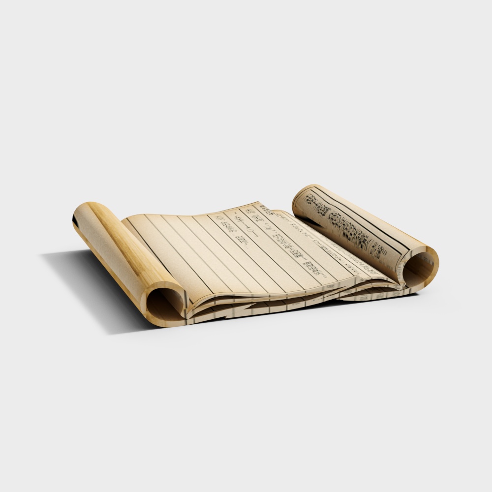 Ancient Scroll 3D Model – Vintage Paper Texture