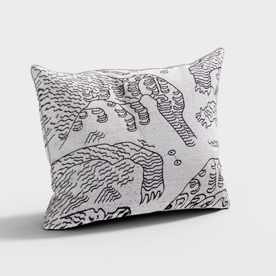Low-Poly Black and White Pillowcase 3D model