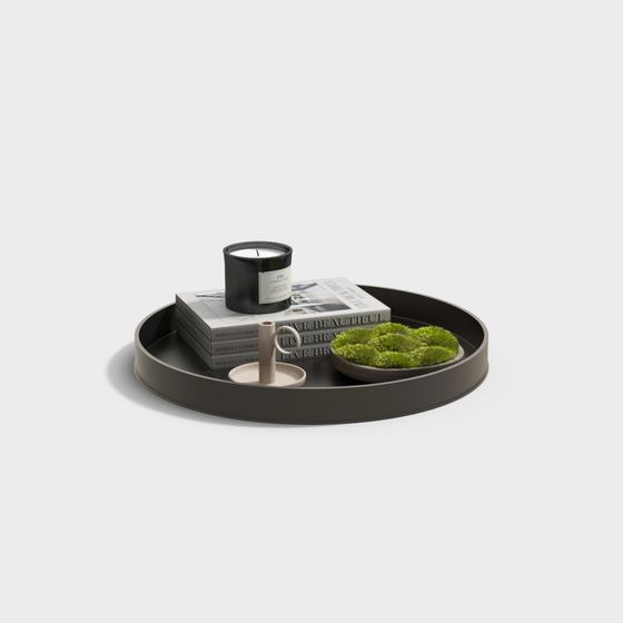 Chic Round Tray Set 3D model for Modern Spaces