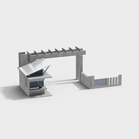 Urban Gate Low-Poly Architecture 3D model
