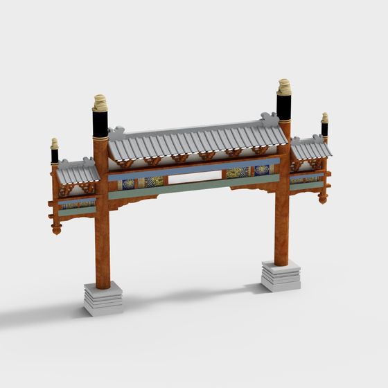 Elegant Chinese Archway 3D model