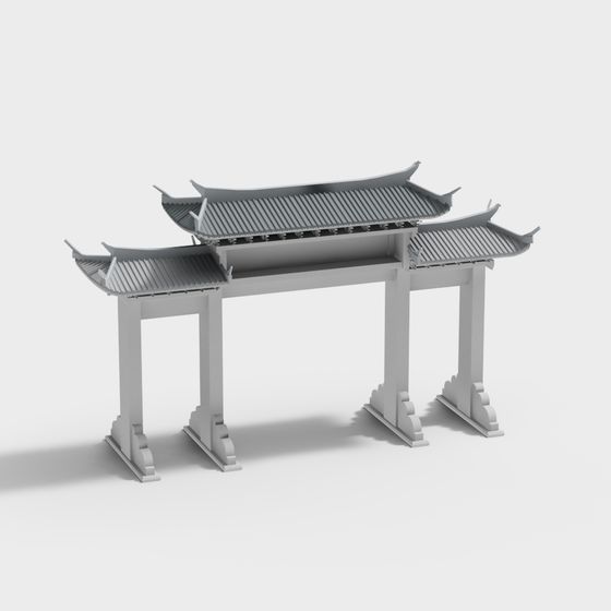 East Asian Archway 3D Model