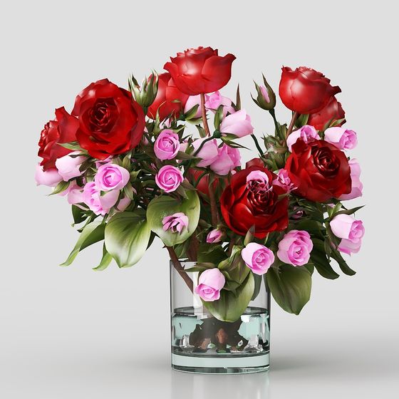 Romantic Rose Bouquet 3D model