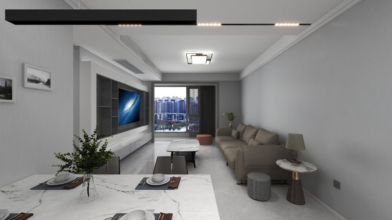Modern Minimalist Living Room with Gray Tone