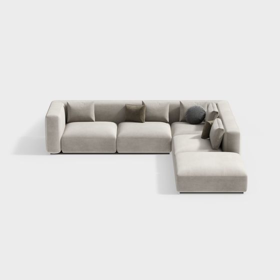 Poliform Modern Sectional Sofa 3D Model in Beige