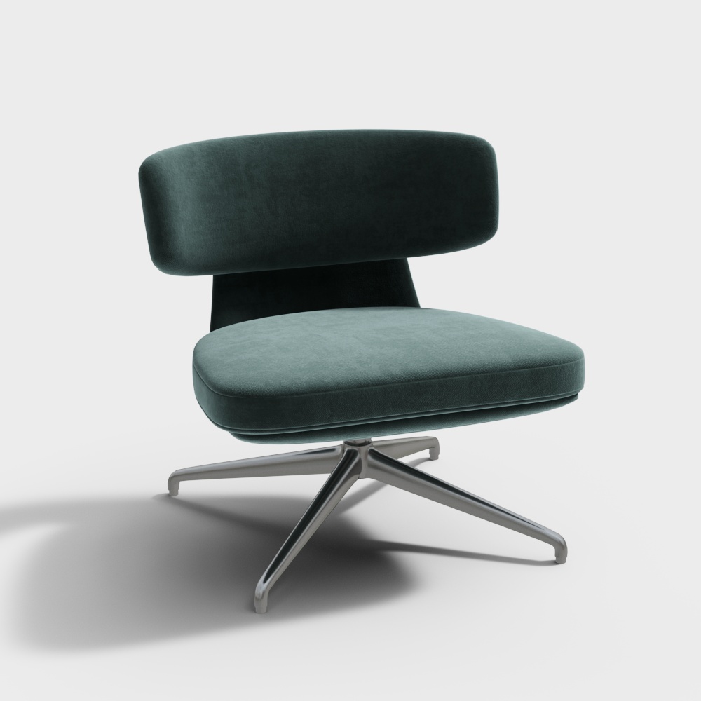 Urban Green Velvet Lounge Chair – Low-Poly Velvet Design